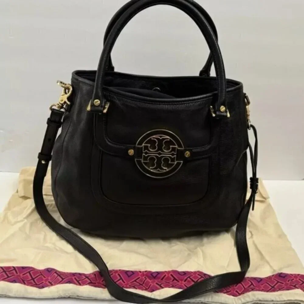 Tory Burch Handbag Satchel Crossbody Black Leather Purse Shoulderbag Tote
